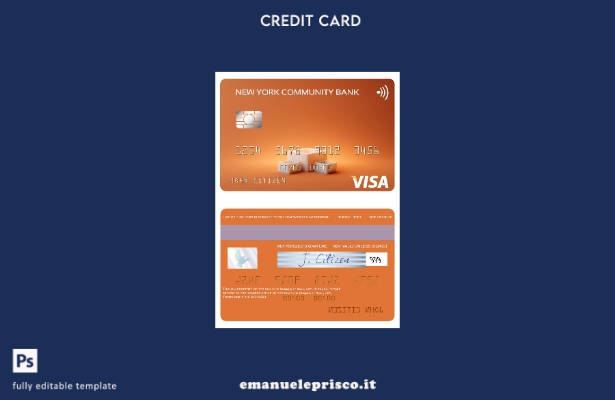 modello di carta visto USA New York Community Bank in stile verificato
